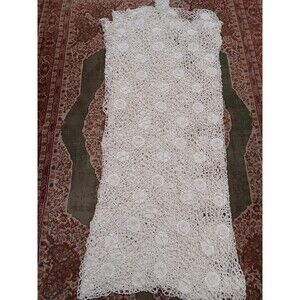 Vintage Crochet Bed Cover White 3-D rosettes 84"x90"